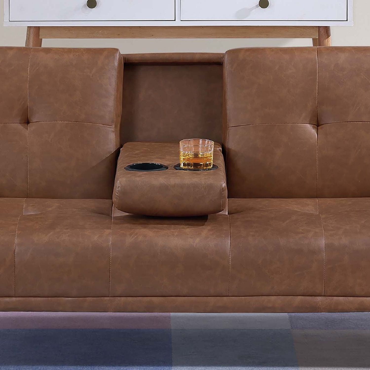 Adjustable Sofa With Fold Down Table And Cup Holders