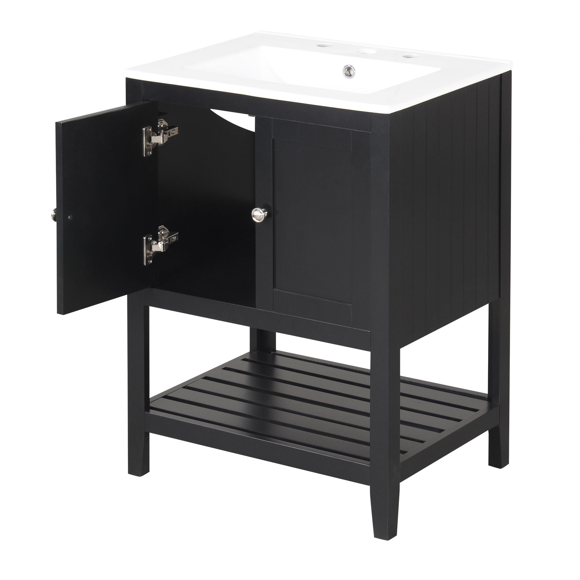 Modern Bathroom Vanity With Sink And Open Shelf