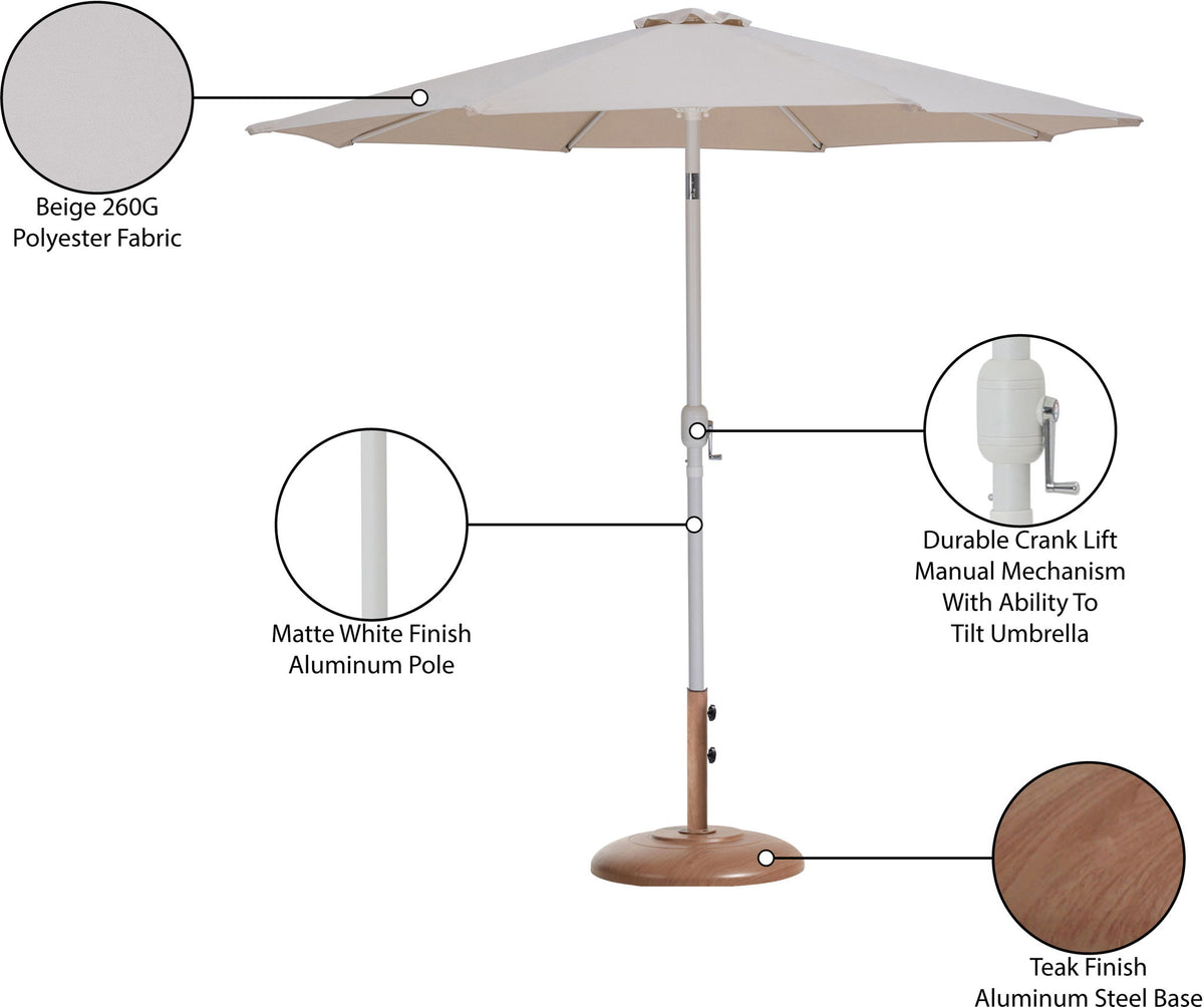 Fiji - Aluminum Patio Umbrella With Round Teak And White Base