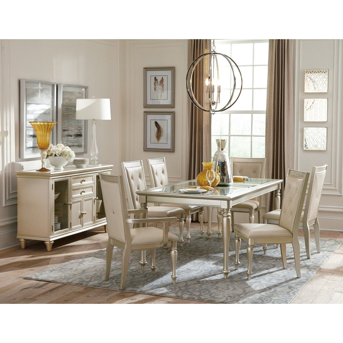 Celandine - Arm Chair (Set of 2) - Gold / Silver / Champagne