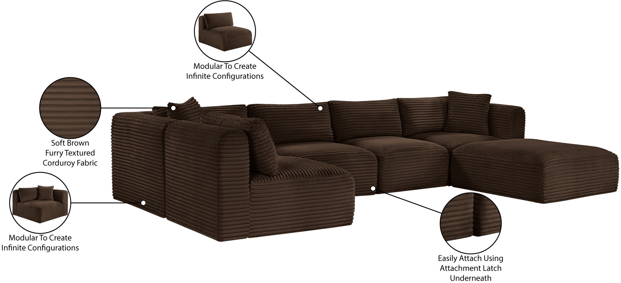 Shaggy - 6 Piece Modular U-Shaped Sectional