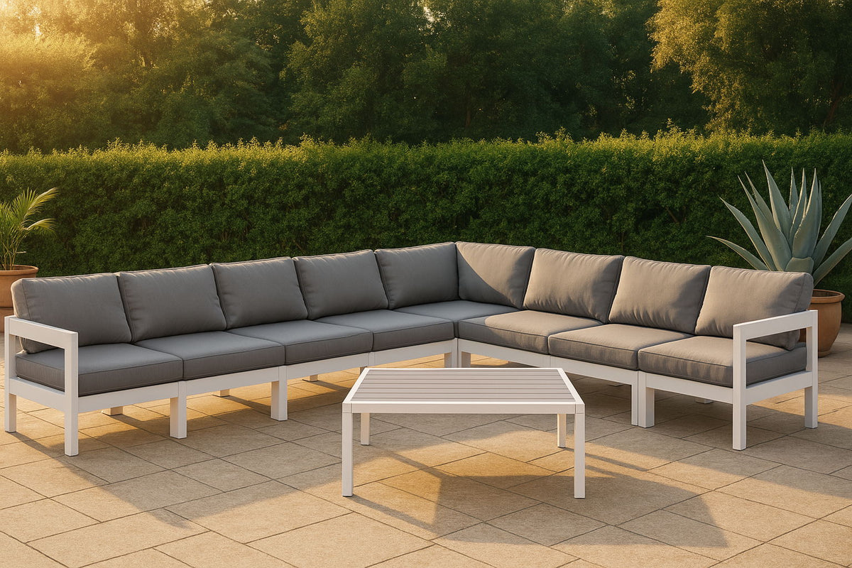 Nizuc - Outdoor Patio 8 Piece Modular Sectional With White Frame