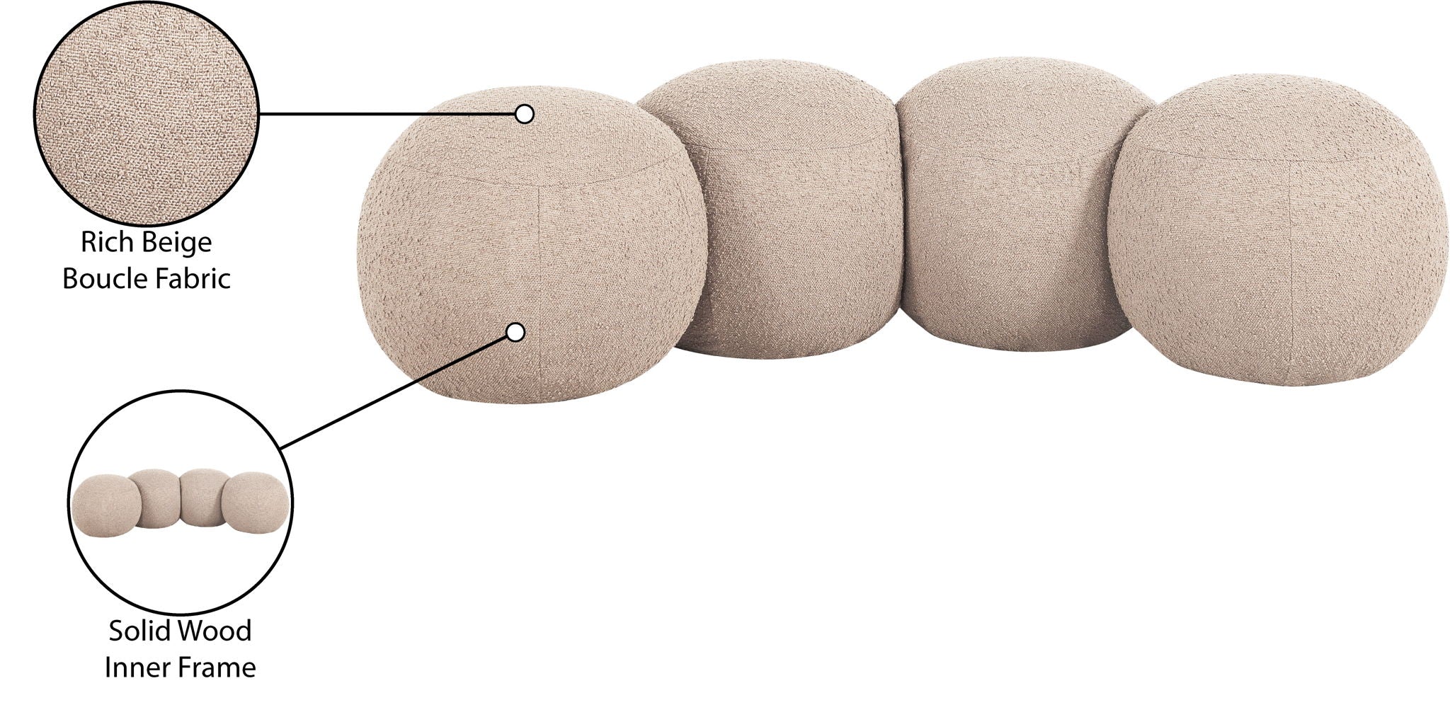 Apollo - Boucle Fabric Bench
