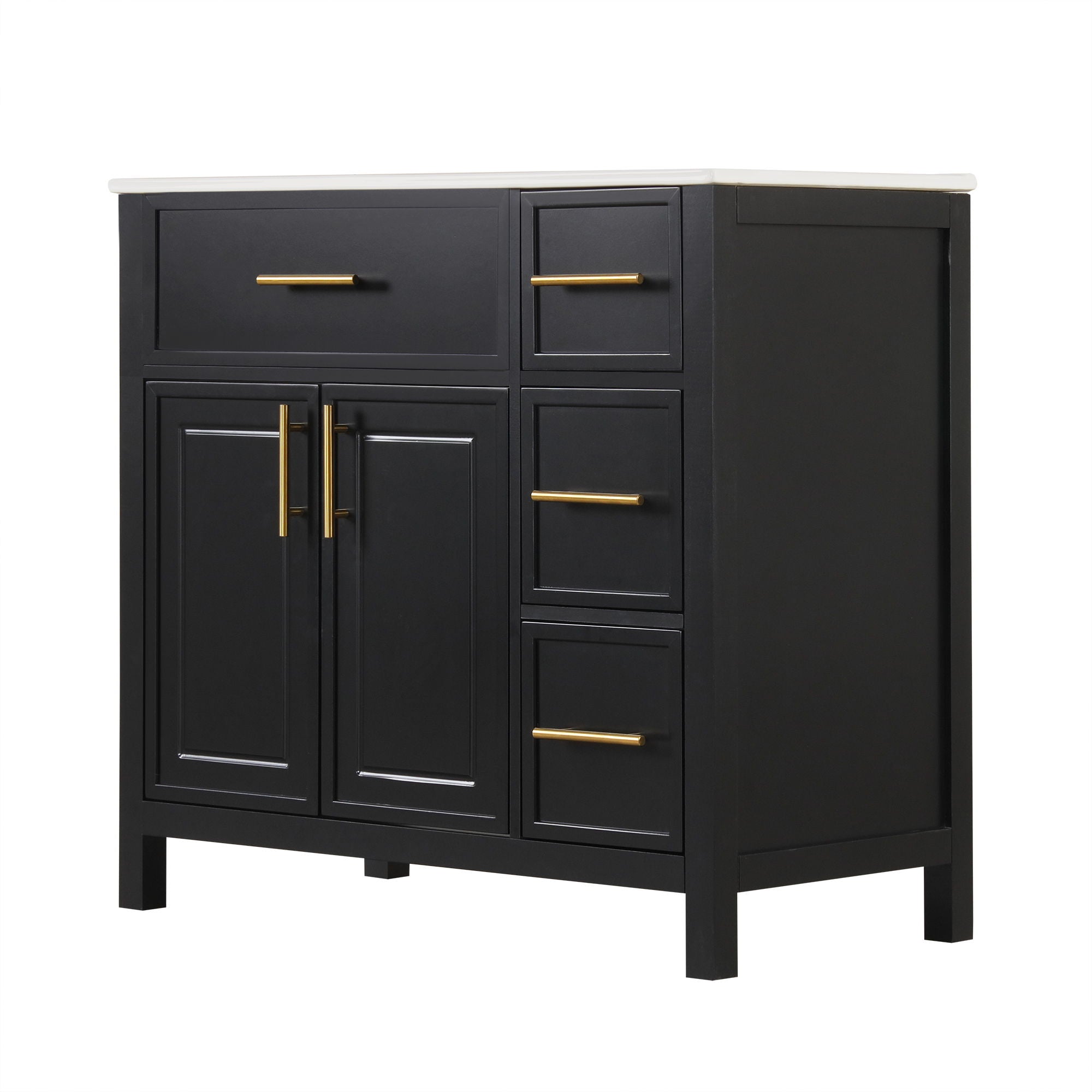 Modern Bathroom Vanity With Sink Top, 2 Doors And 3 Drawers