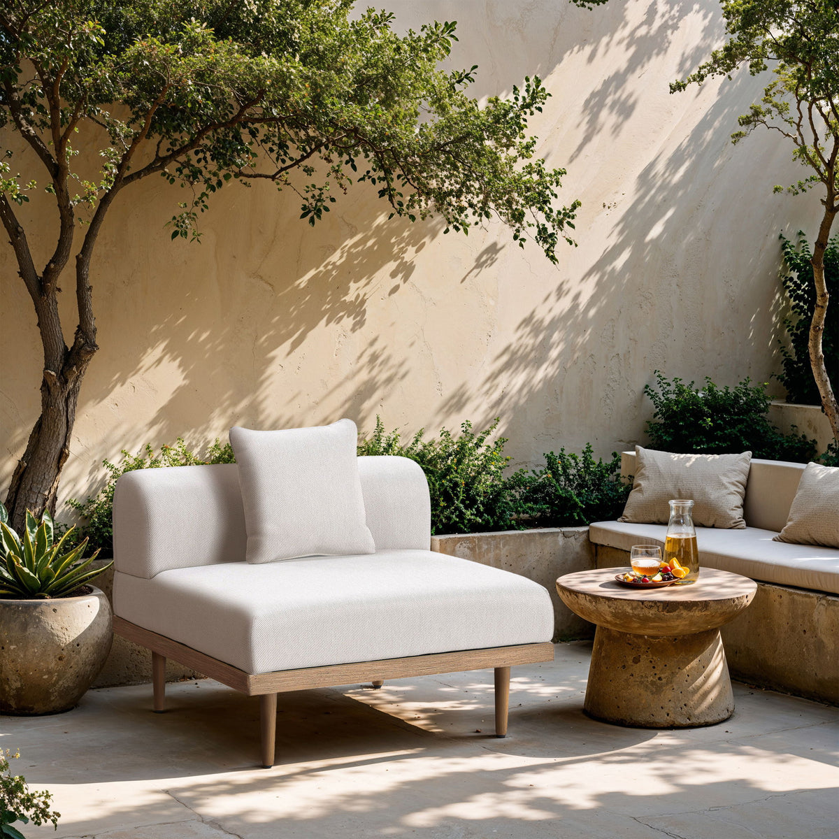 Laguna - Resilient Water Resistant Fabric Upholstered Outdoor Patio Modular Armless Chair
