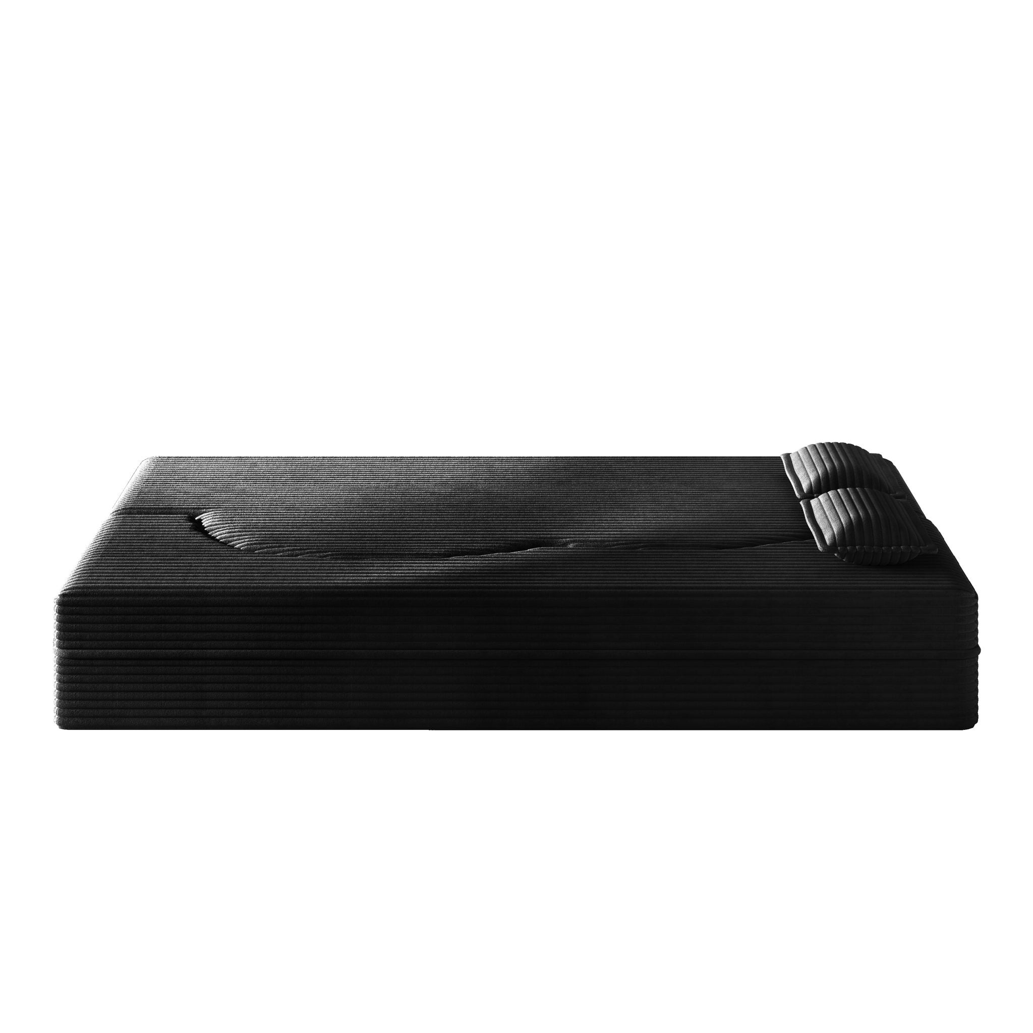 Modern Floor Sofa With 2 Pillows, Convertible Twin Size Folding Mattress For Living Room