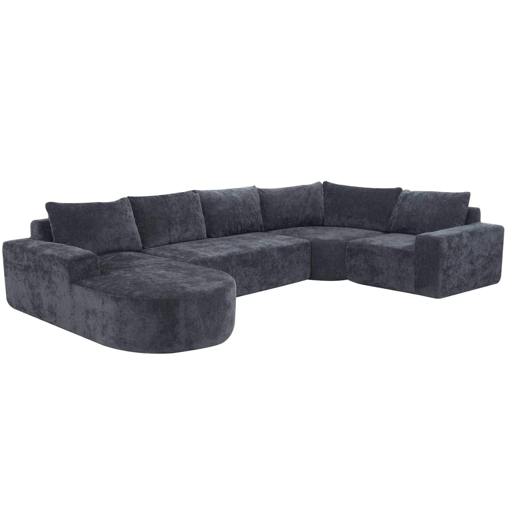 Modular Cloud Sectional Sofa Set, U-Shaped Upholstered Couch With Deep Seat
