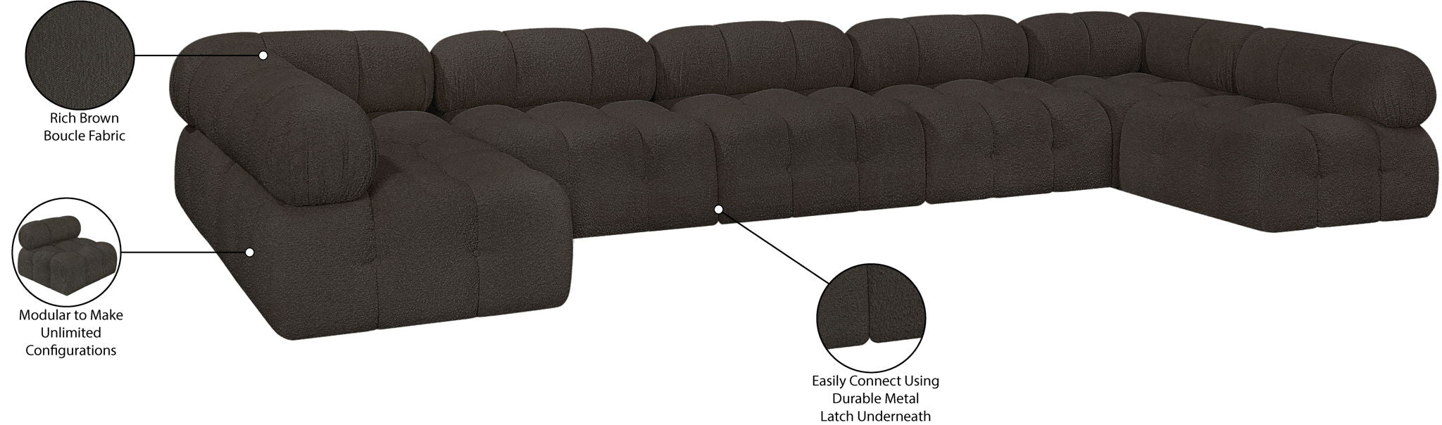 Ames - 7 Piece Boucle Fabric Modular Sectional