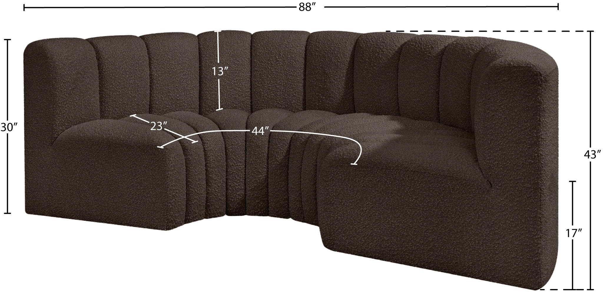 Arc - Boucle Fabric 4 Piece U-Shaped Modular Sofa