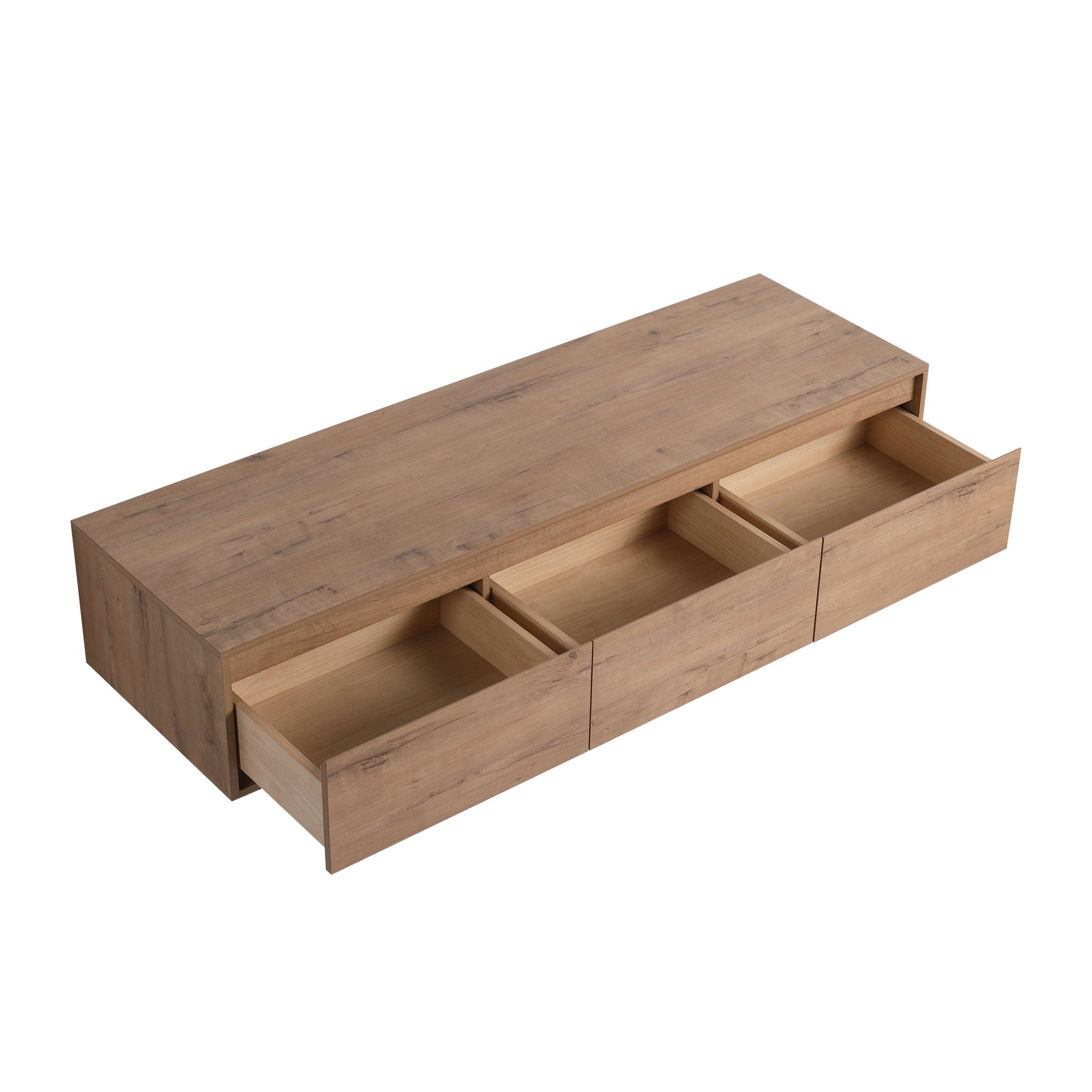 Modern Minimalist 60" Bathroom Cabinet With Soft Close Drawers And Floating Mounting Design - Imitative Oak