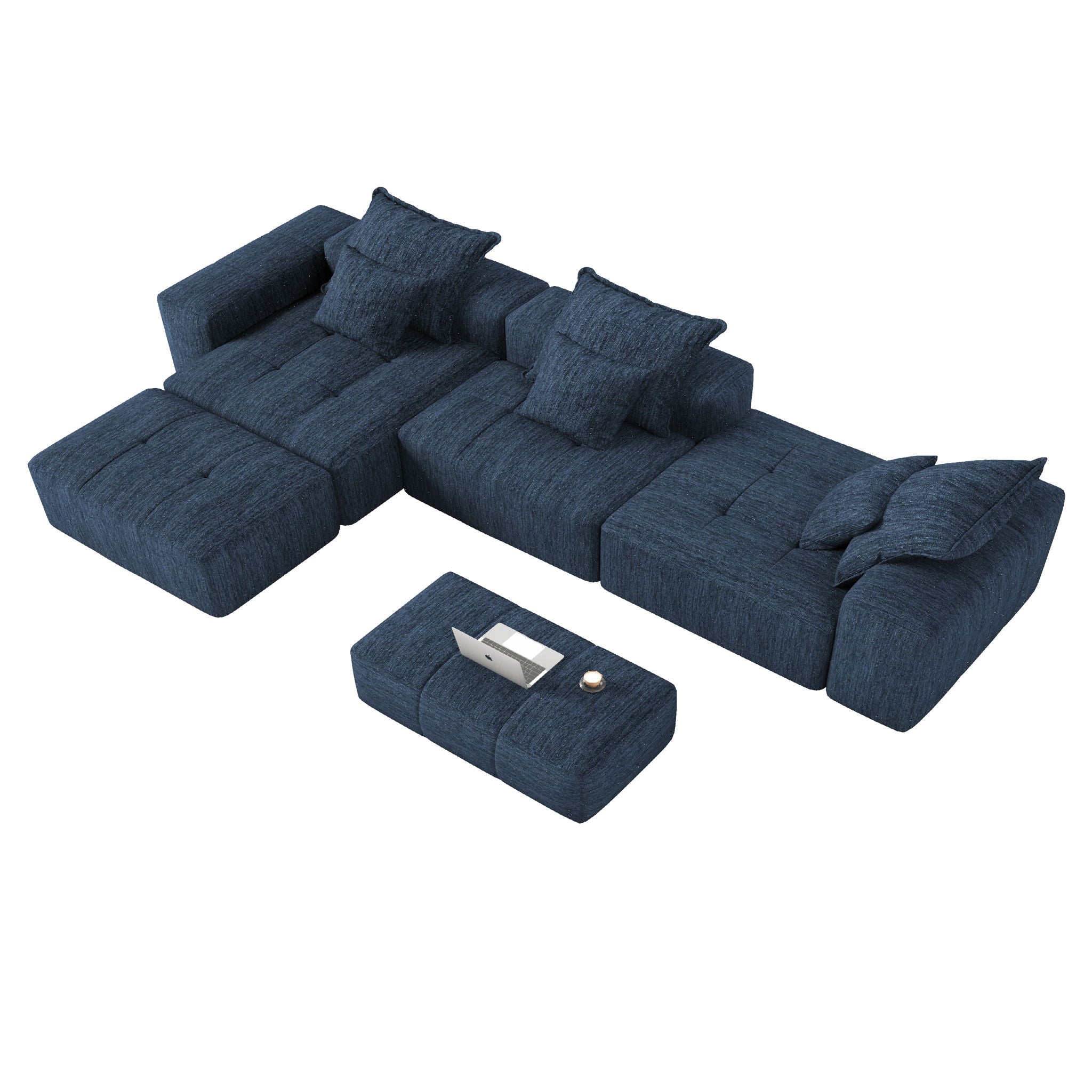 Modern Oversized Diy Combination Modular Sectional Sofa & Pillows