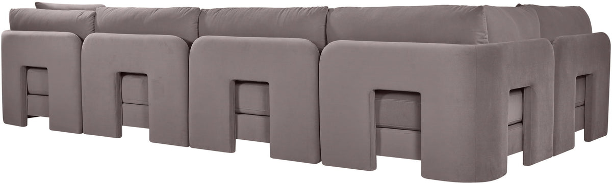 Hammond - Velvet Performance Fabric Upholstered 5 Piece L-Shaped Sectional