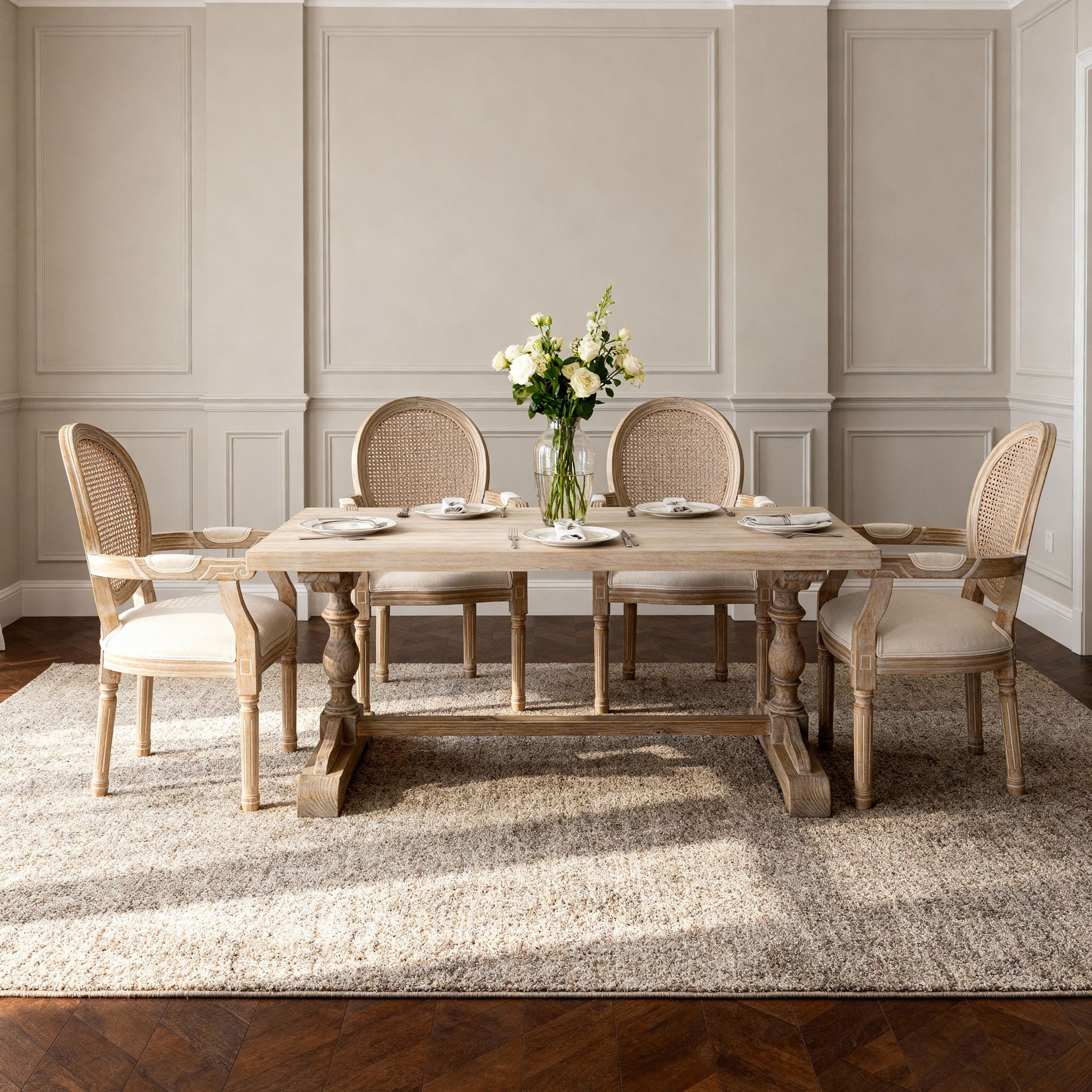 Upholstered Dining Armchair (Set of 2) - Beige