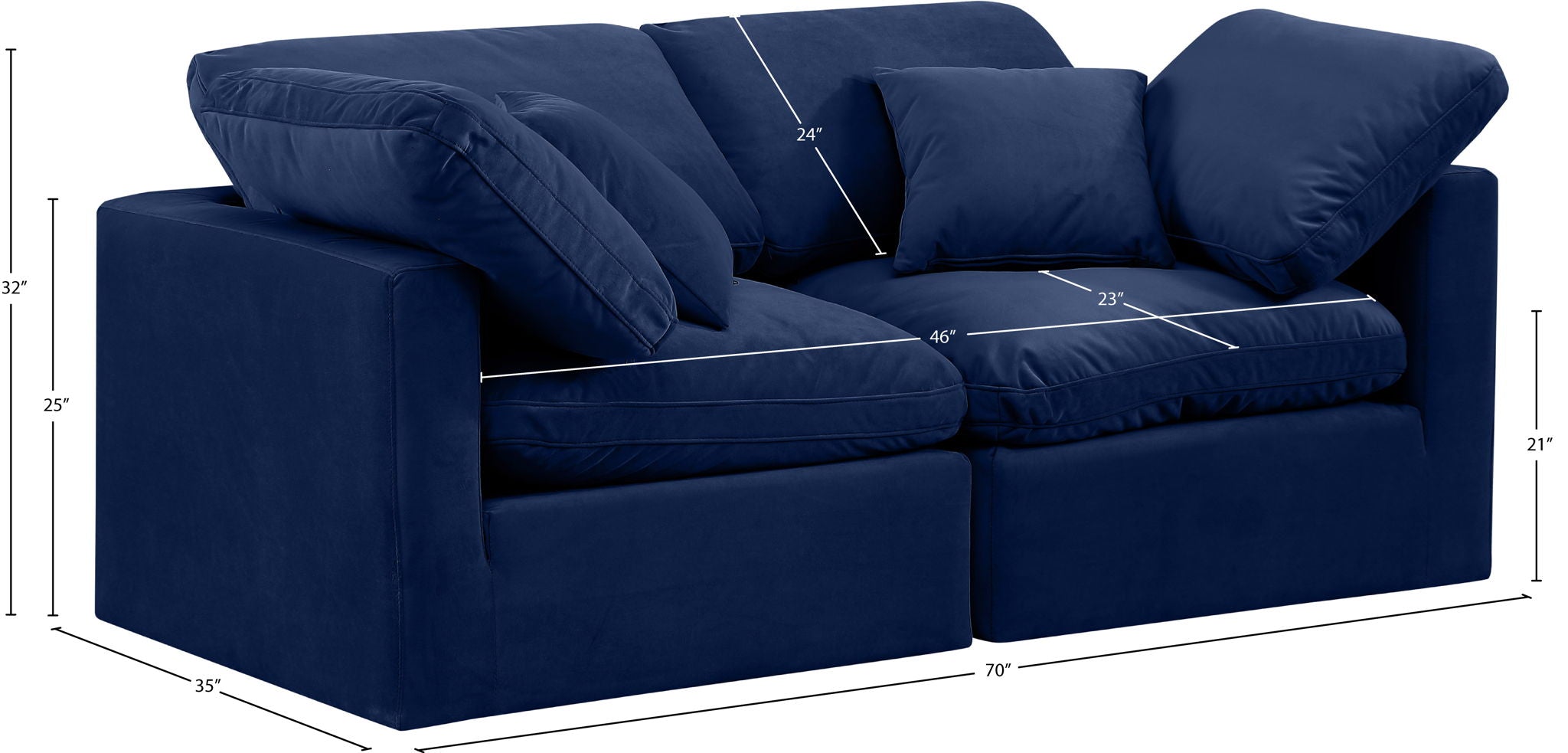 Indulge - Velvet 2 Seat Modular Sofa