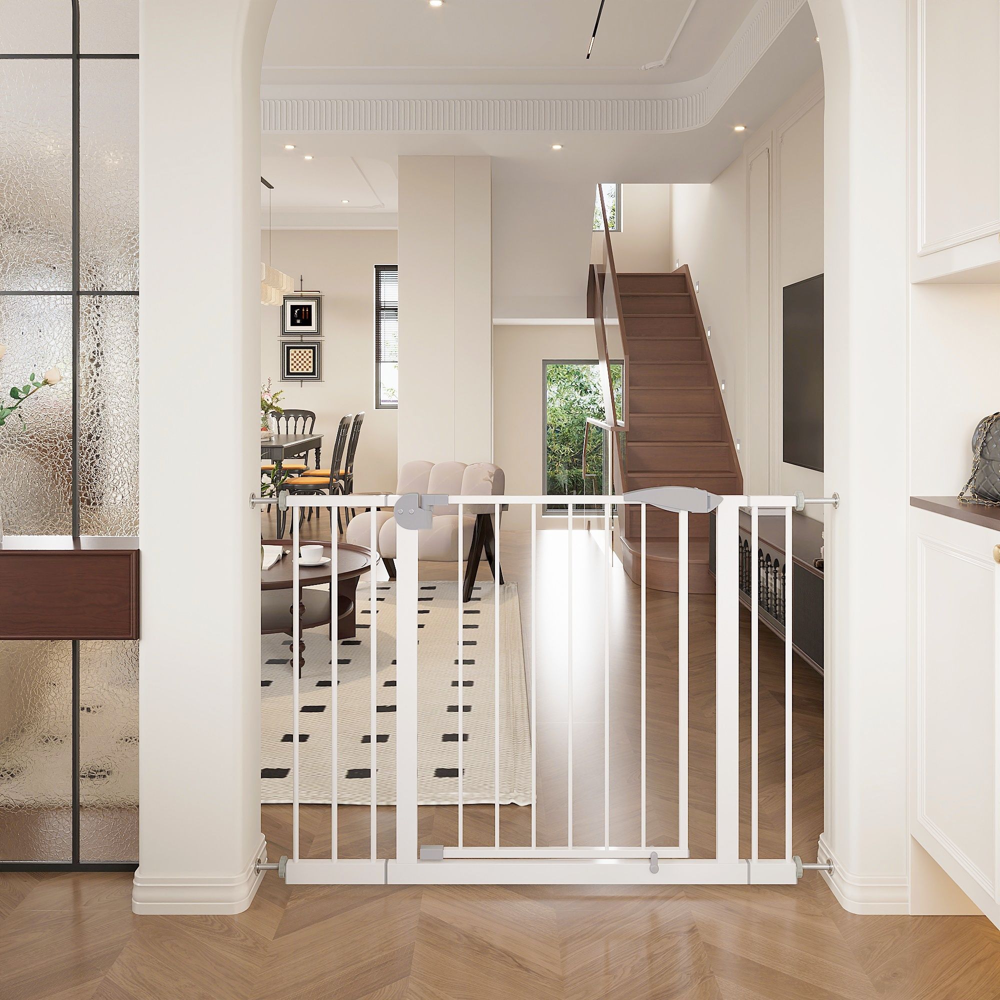Pressure Mounted Baby Gate For Stairs - White