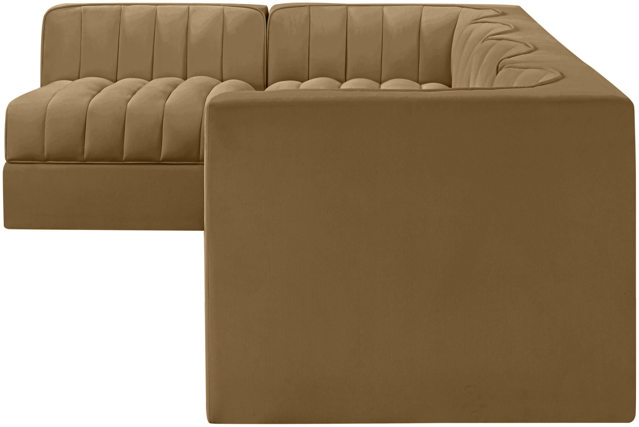 Rummi - Velvet Performance Fabric Upholstered 5 Piece Modular Sectional, L-Shaped (Right)