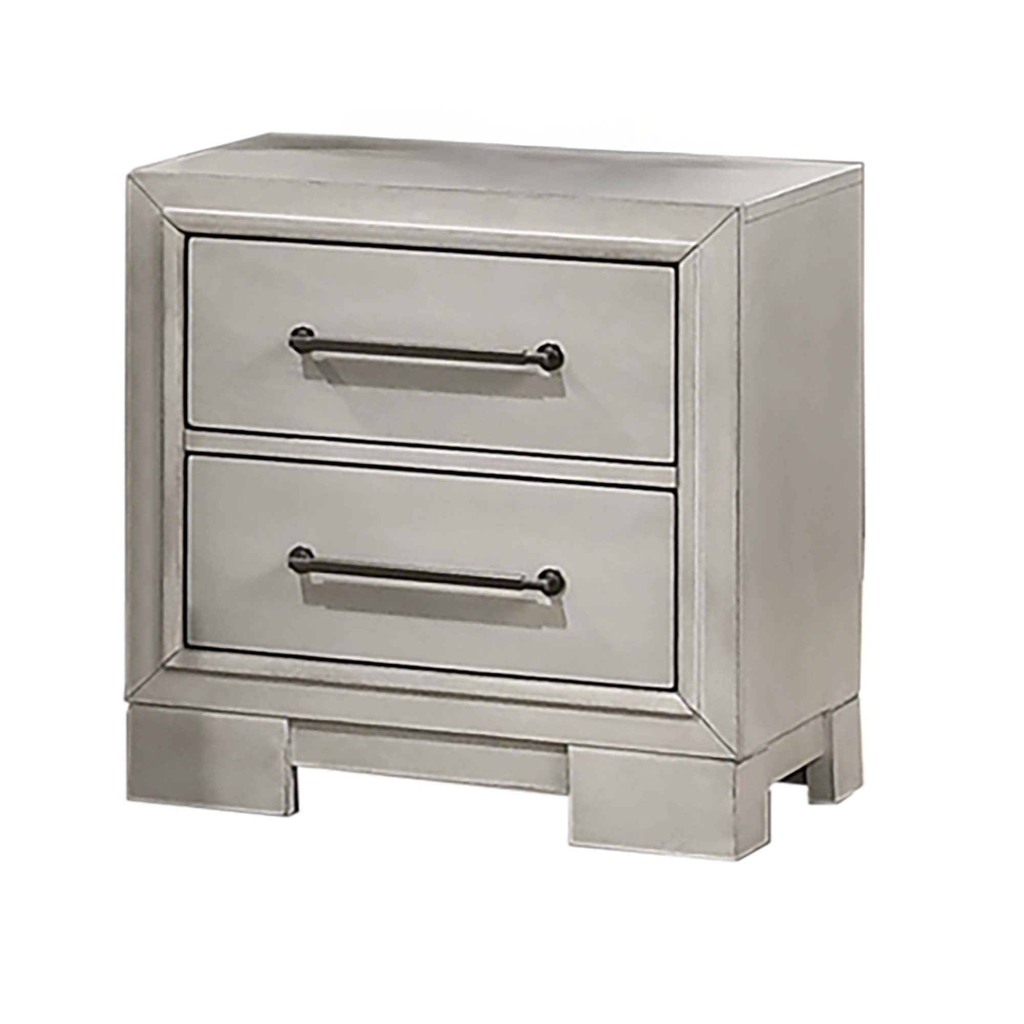 Nightstand With Square Legs And Sleek Handles - Antique White