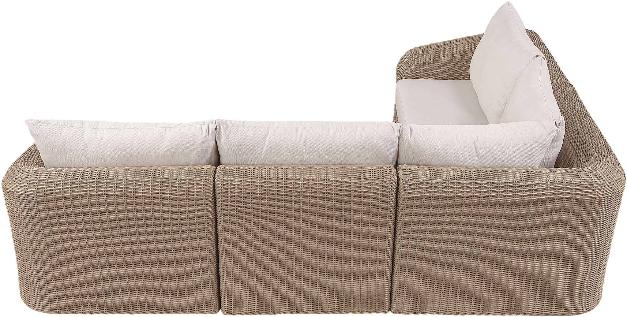 Seacrest - Olefin Water Resistant Fabric And Wicker 4 Piece Outdoor Patio Modular Sectional