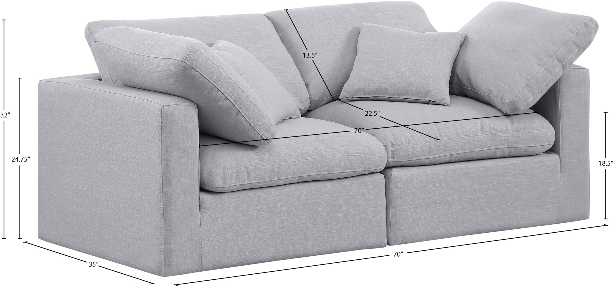 Indulge - Linen 2 Seat Modular Sofa