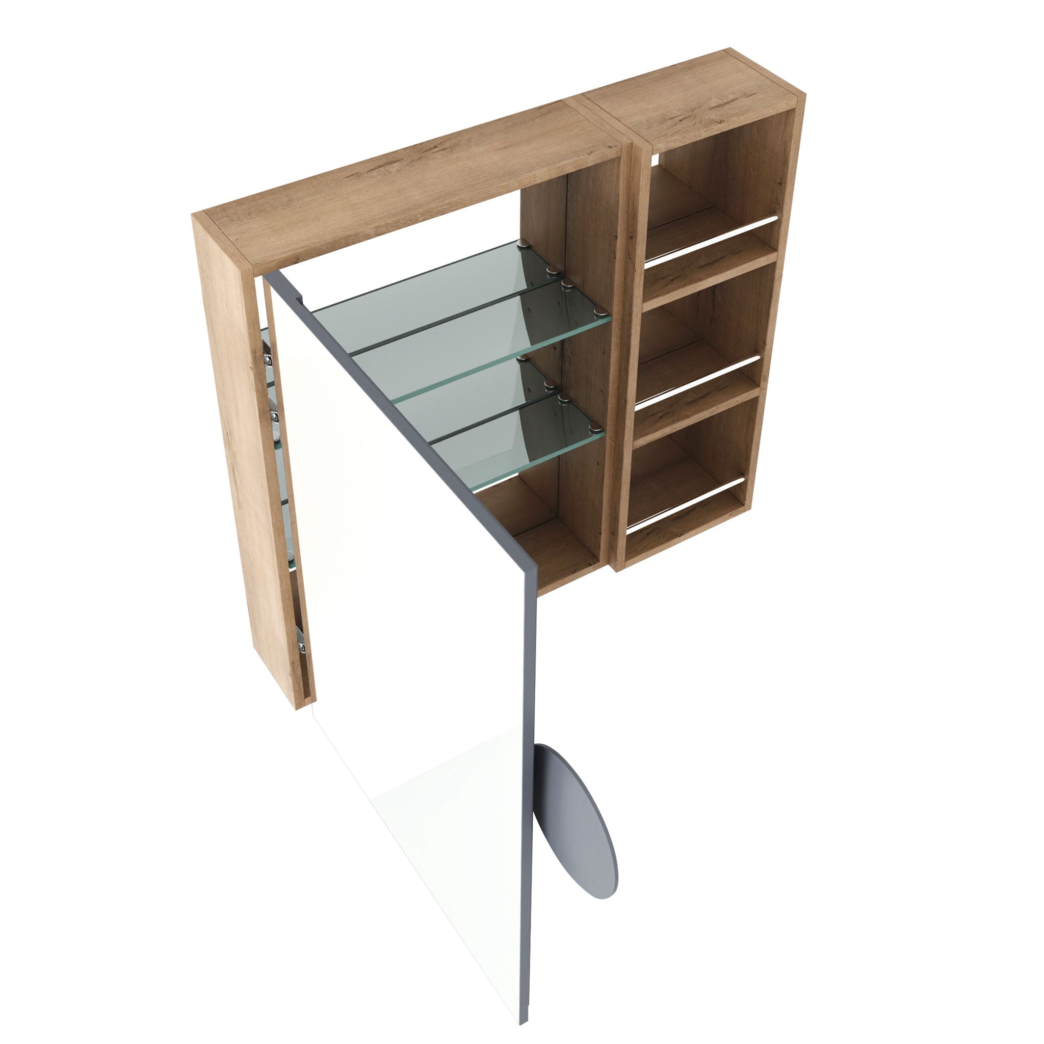 29.63" Wall Mounted Cabinet With Adjustable Shelves Storage Cabinet For Bathroom - Imitative Oak