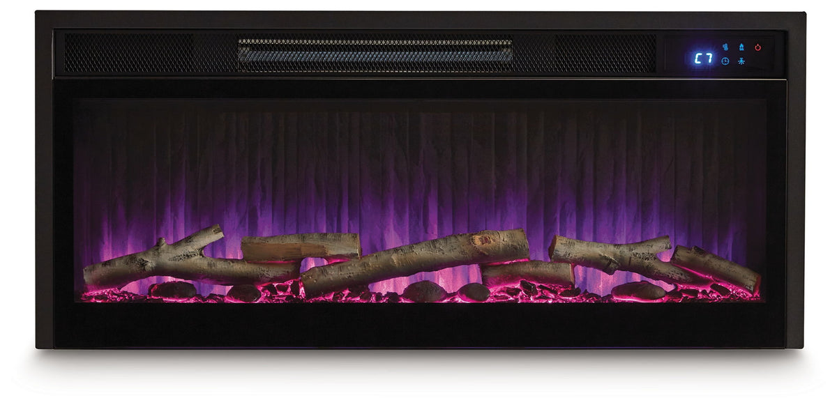 Entertainment Accessories - Fireplace Insert With Faux Birch Log Set - Black