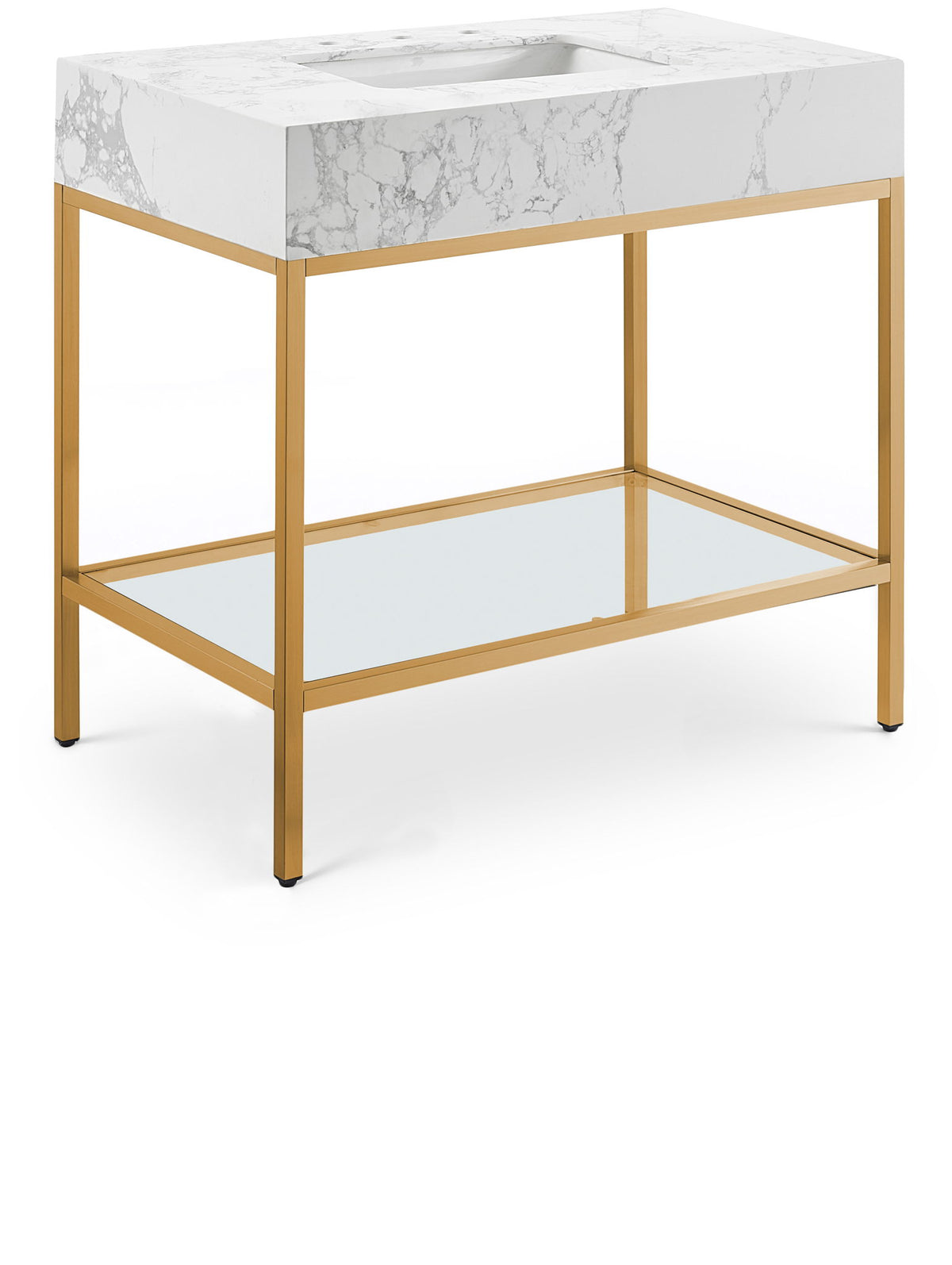 Marmo - Engineered Marble Bathroom Vanity With Gold Base
