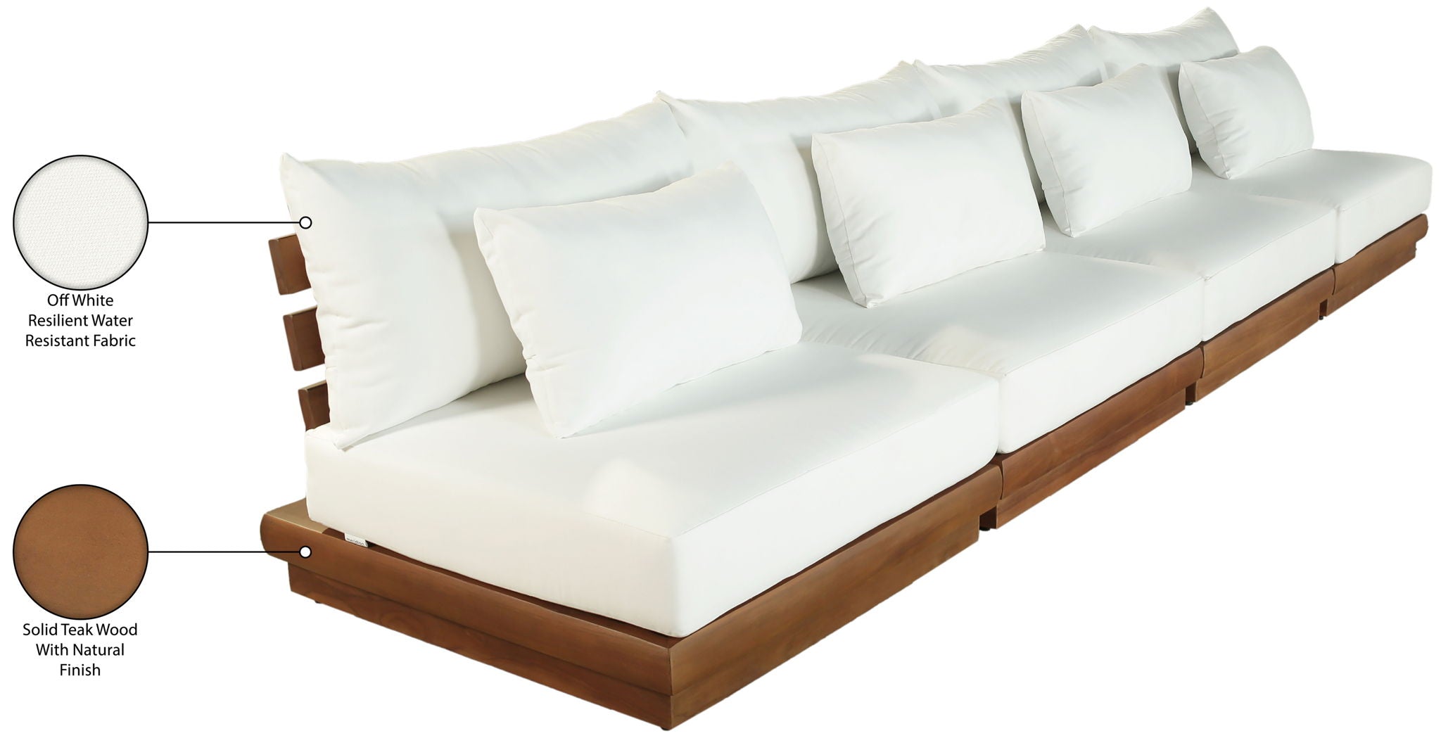 Mirella - 4 Piece Water Resistant Fabric Outdoor Patio Modular Sectional