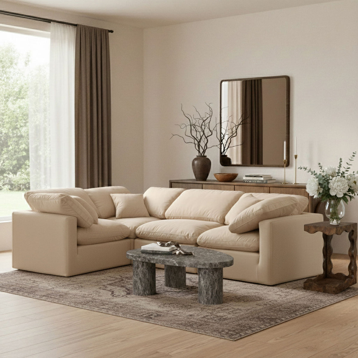 Indulge - Velvet 4 Piece Modular Corner Sectional