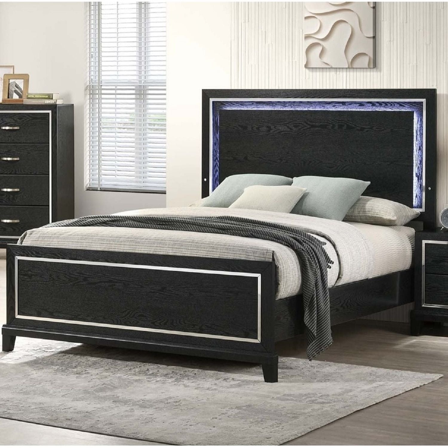 Modern Bed With Built In LED Light