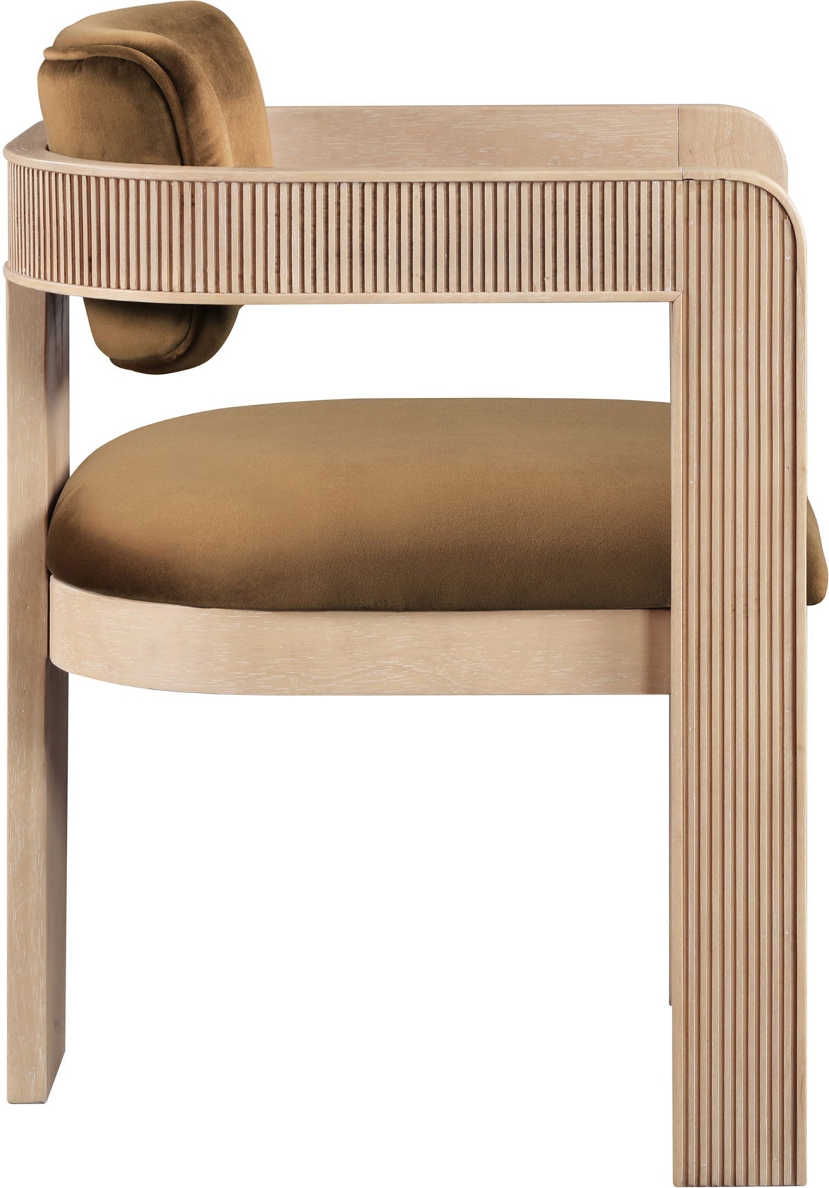 Sacha - Velvet Dining Chair With Natural Base (Set of 2) - Saddle