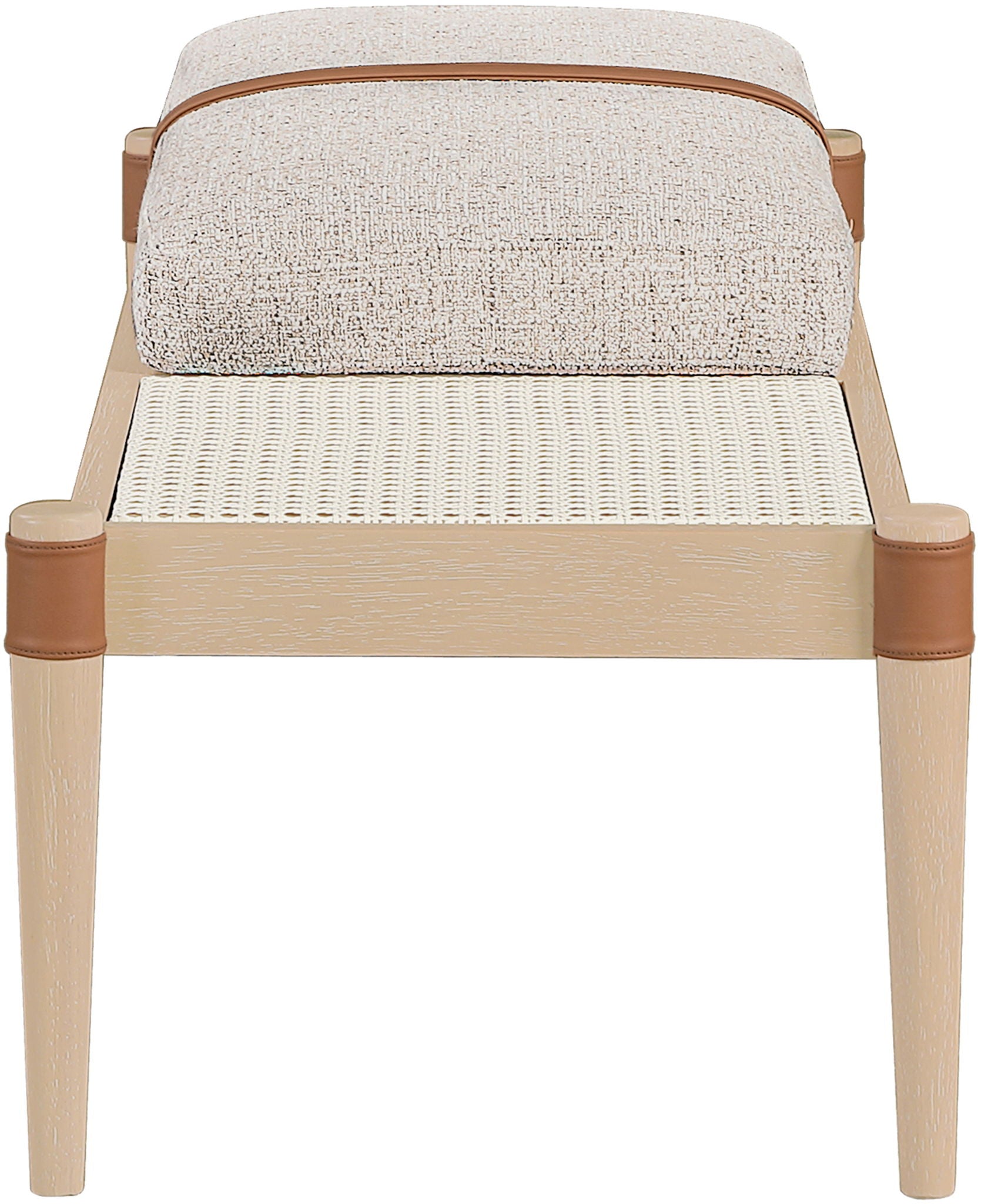 Nara - Linen Textured Fabric Upholstered Bench - Painted Natural