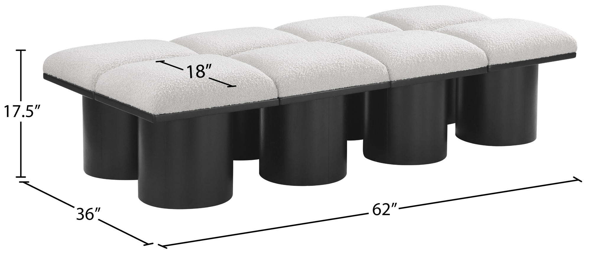 Pavilion - 8 Piece Modular Bench With Black Base