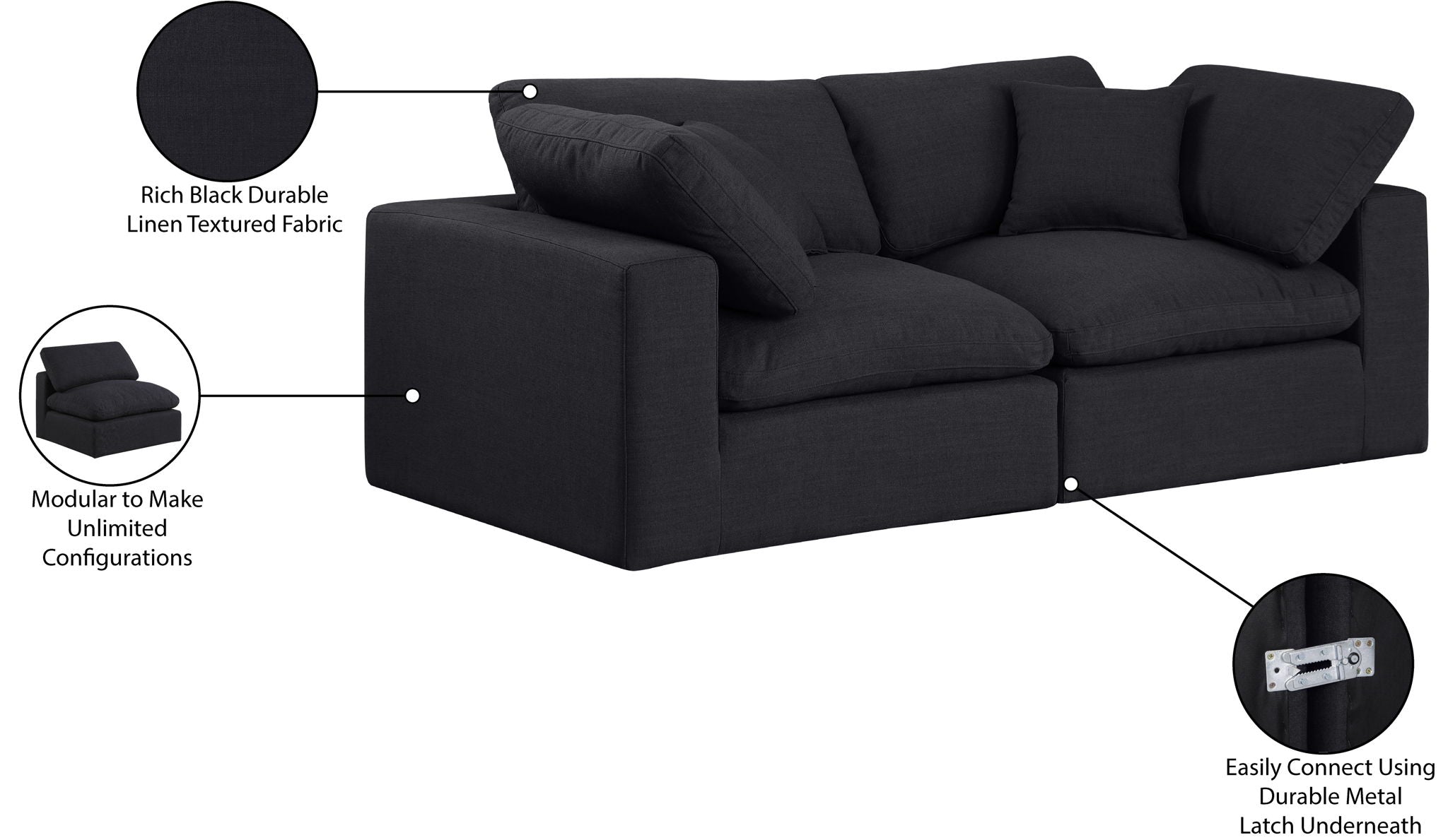 Comfy - Linen Modular Sofa 2 Seats