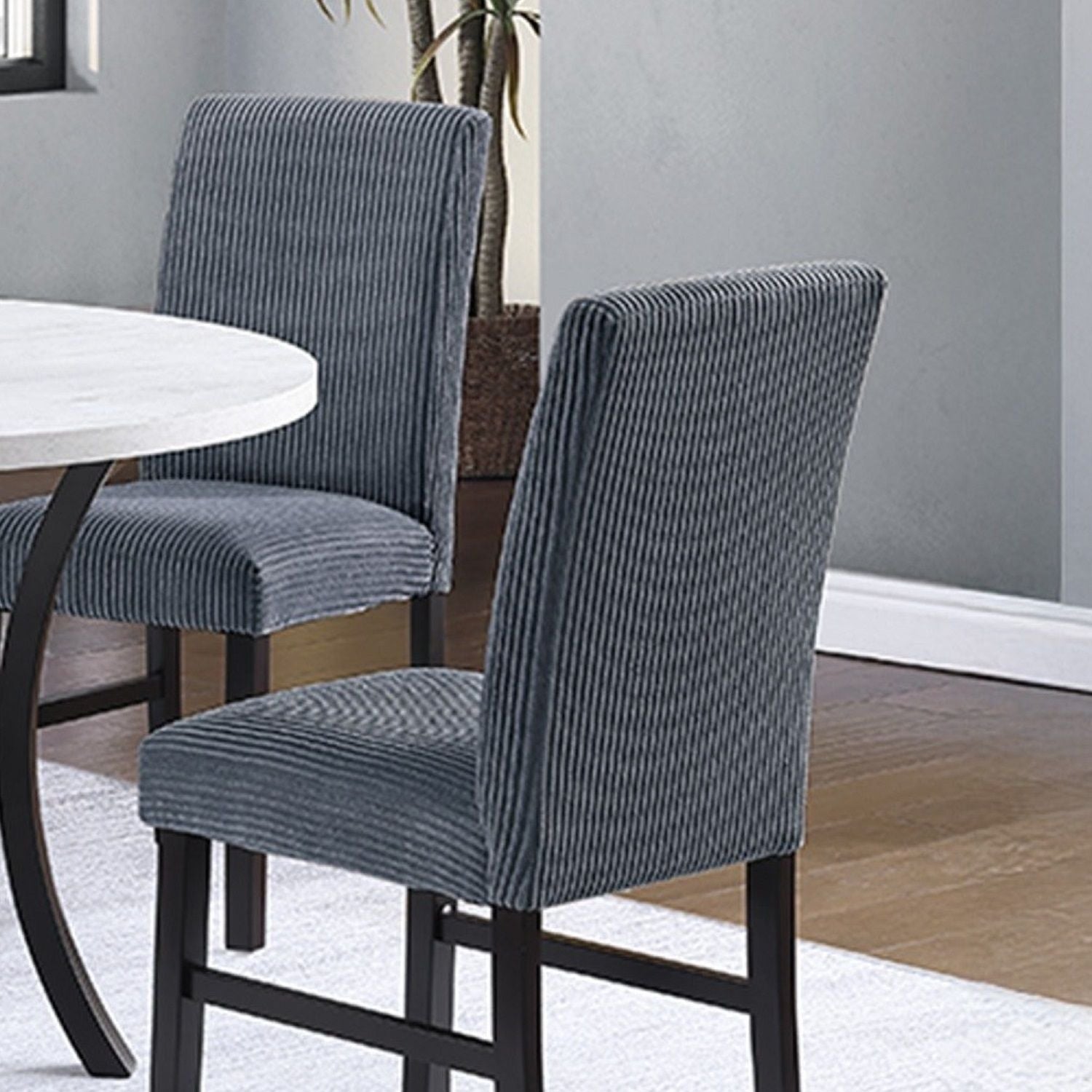 5 Piece Dining Set Chairs, Table With Lower Shelf - Black / Dark Gray / White
