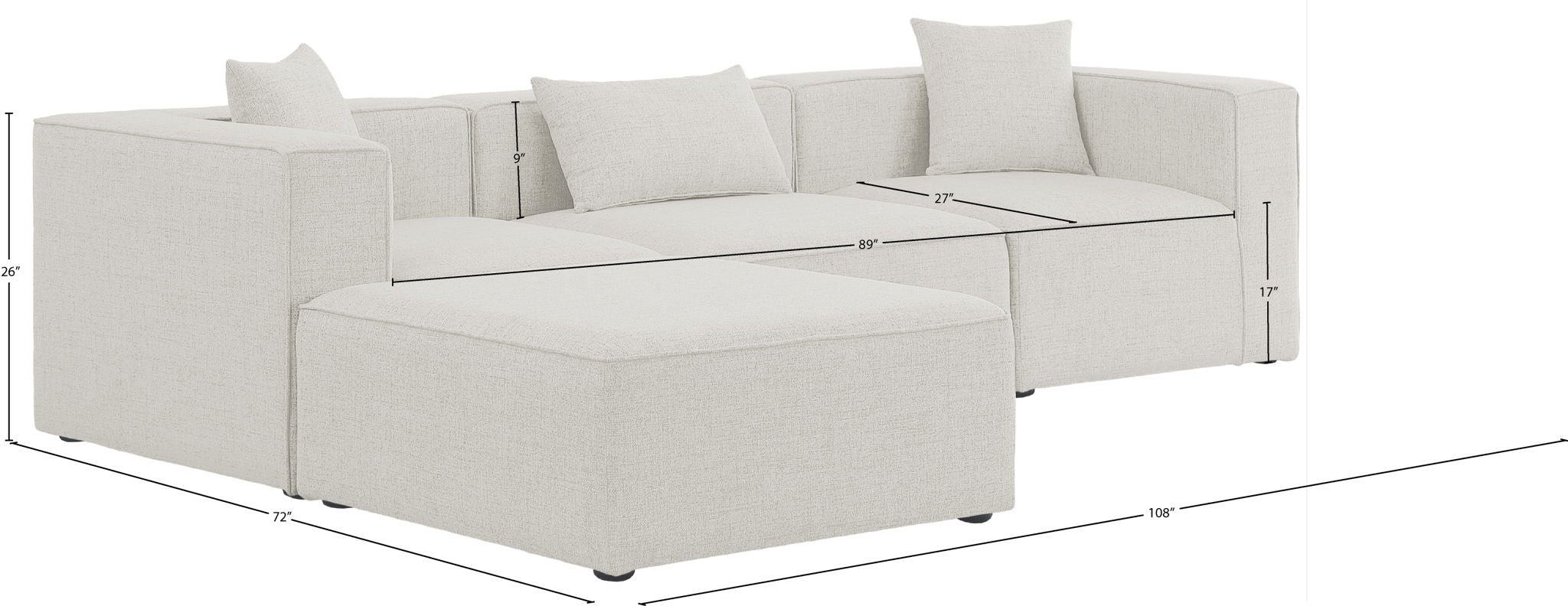 Cube - Linen 4 Piece Modular Sectional With Chaise