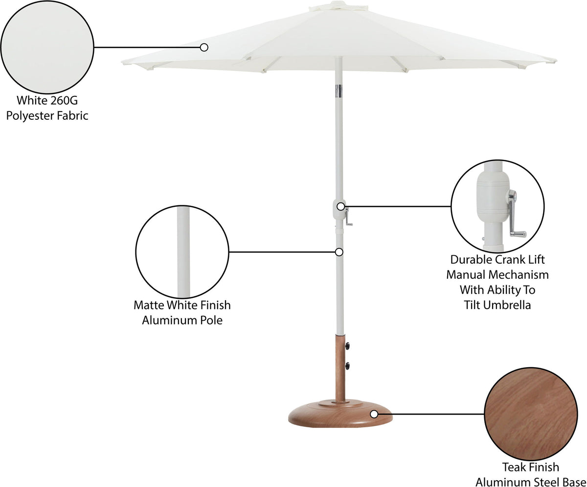 Fiji - Aluminum Patio Umbrella With Round Teak And White Base