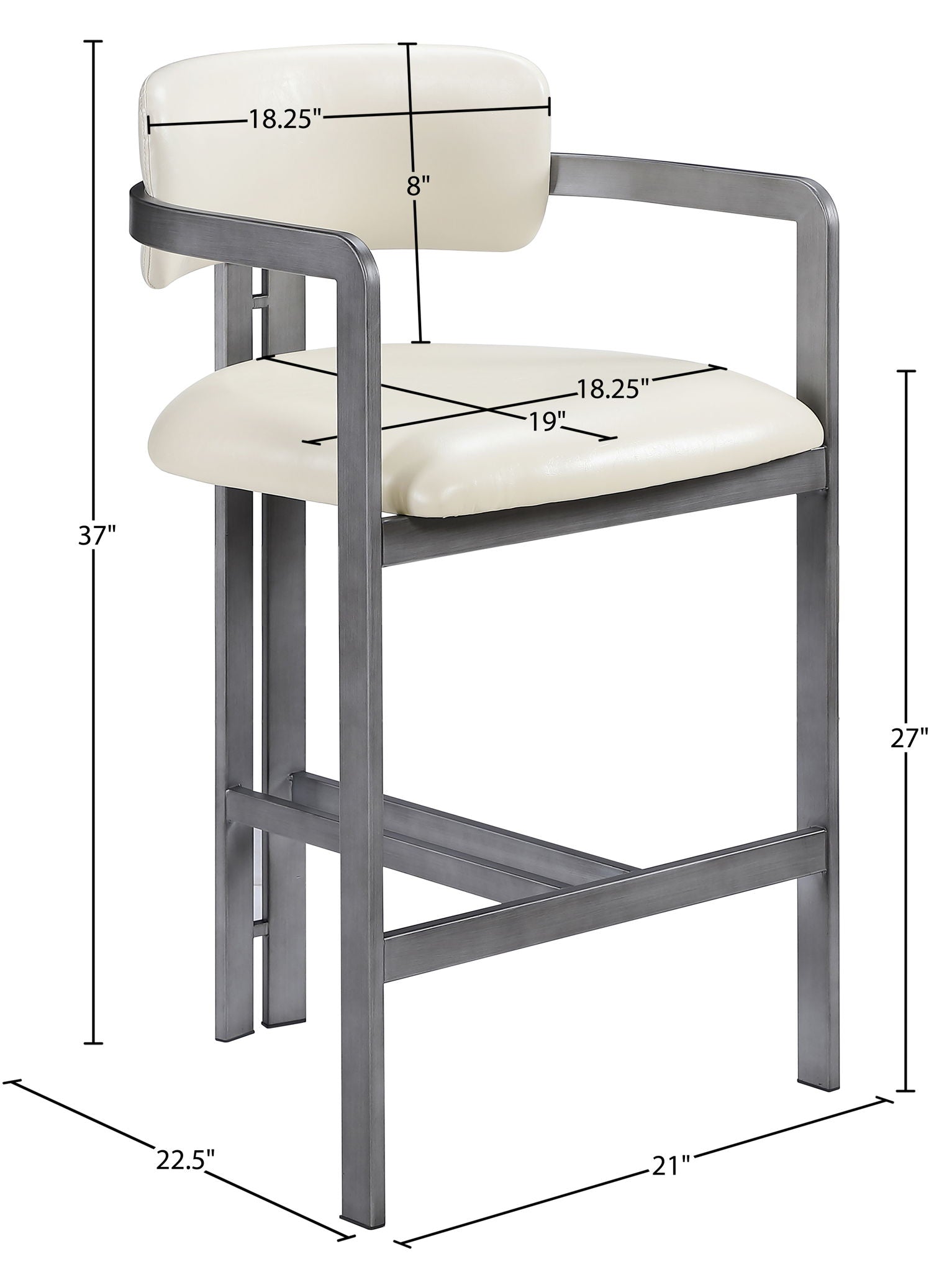 Aurum - Vegan Leather Upholstered Counter Stool With Gray Base