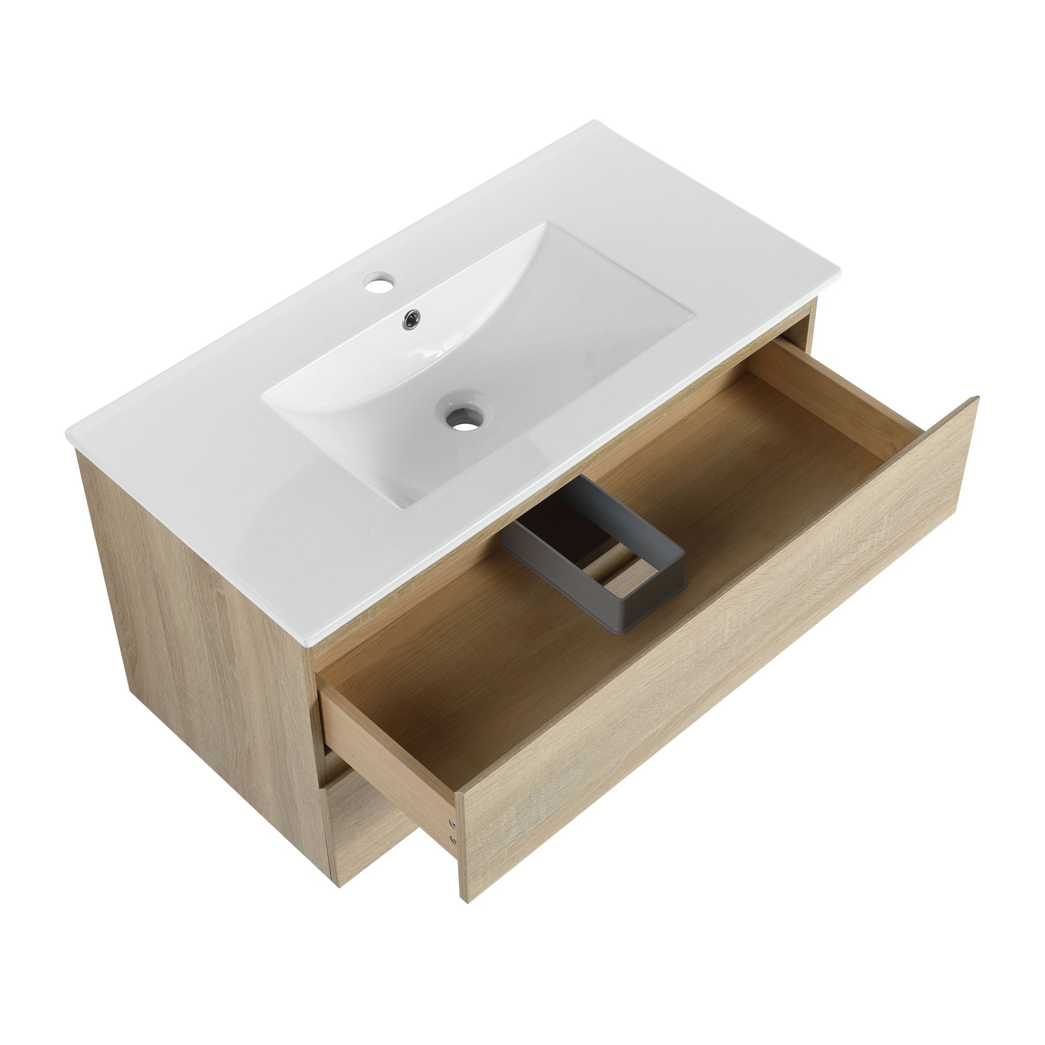 Wall Mounted Bathroom Vanity & Sink, 2 Soft Close Drawers