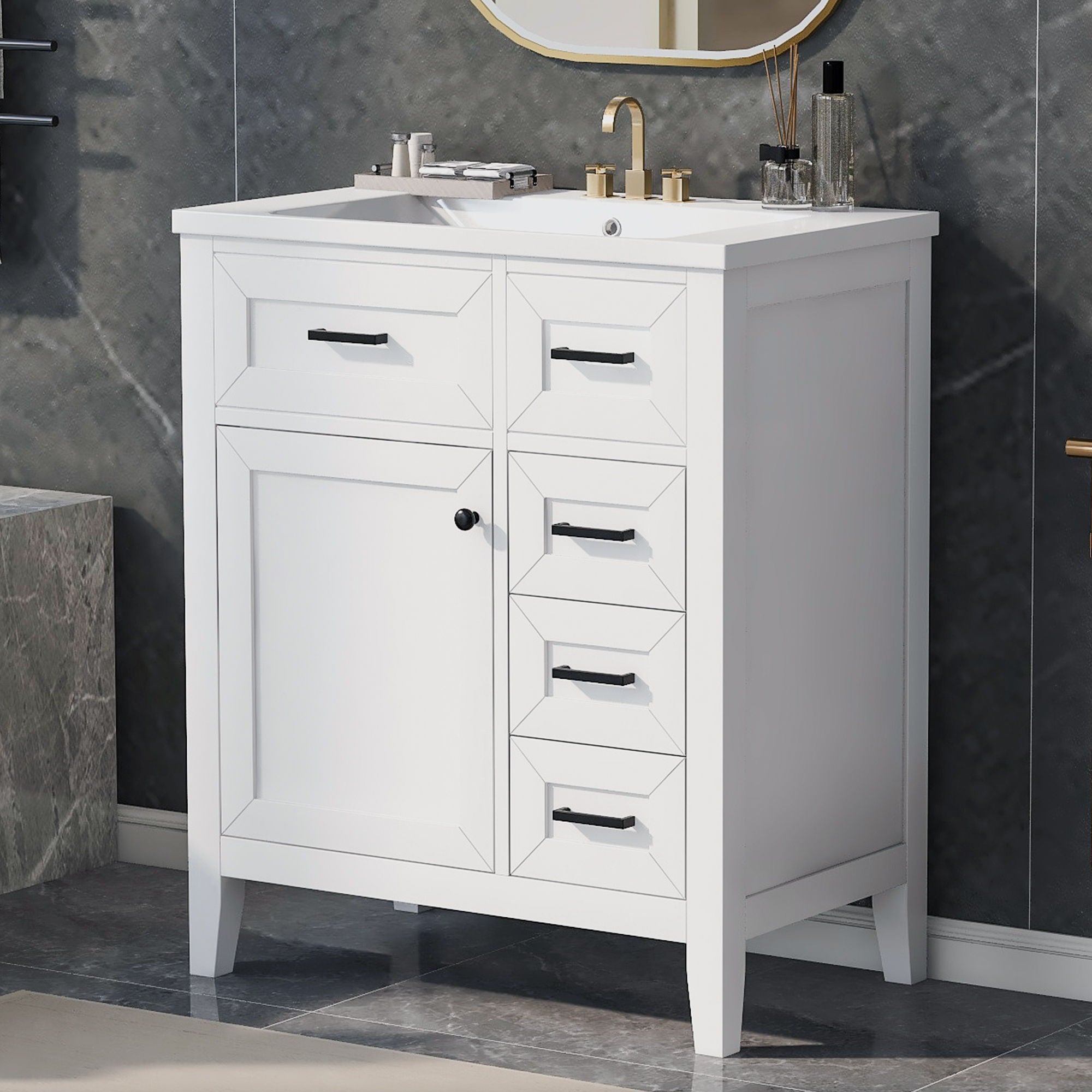 Modern Bathroom Vanity With Sink Combo, 3 Drawers