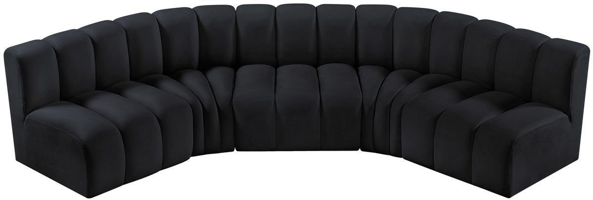 Arc - Velvet 5 Piece U-Shaped Modular Sofa