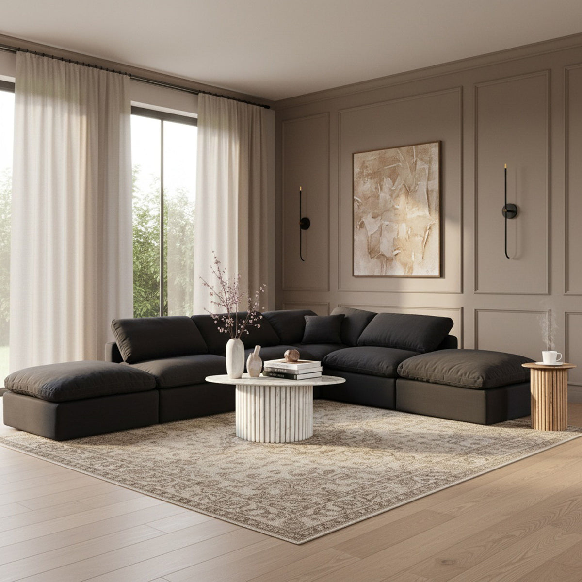 Indulge - Linen 6 Piece Modular Armless Sectional