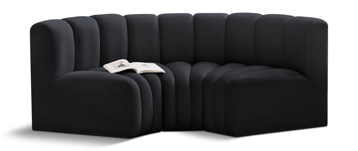 Arc - Velvet 3 Piece Modular U-Shaped Sofa