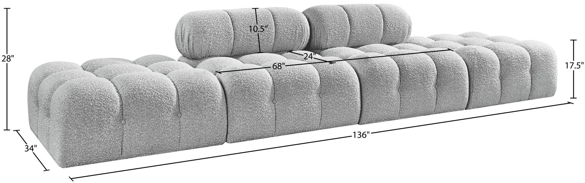Ames - 4 Piece Boucle Upholstered Modular Sofa With 2 Backless Seats