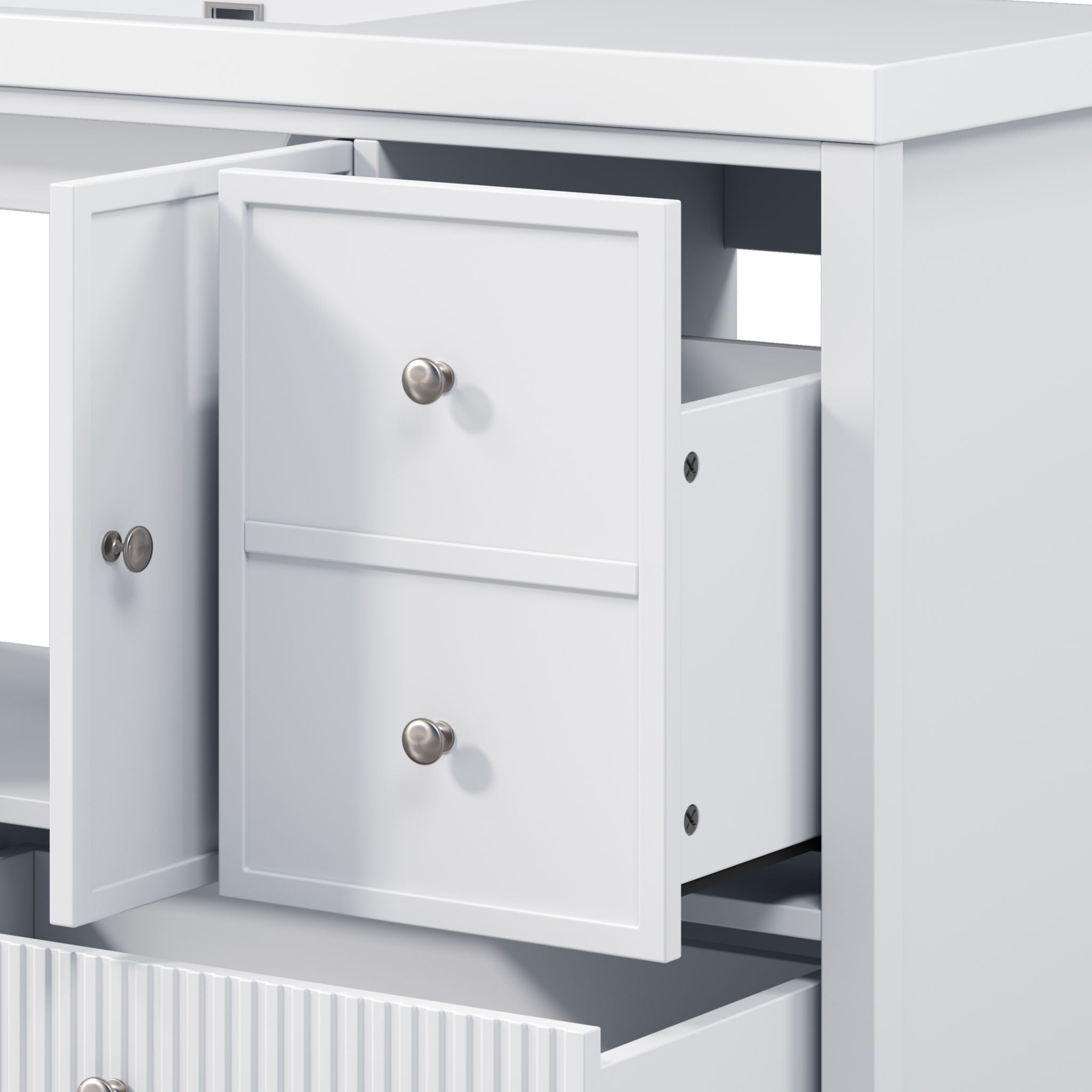 Bathroom Vanity With Separate Sink, Soft Close Doors And 4 Drawers