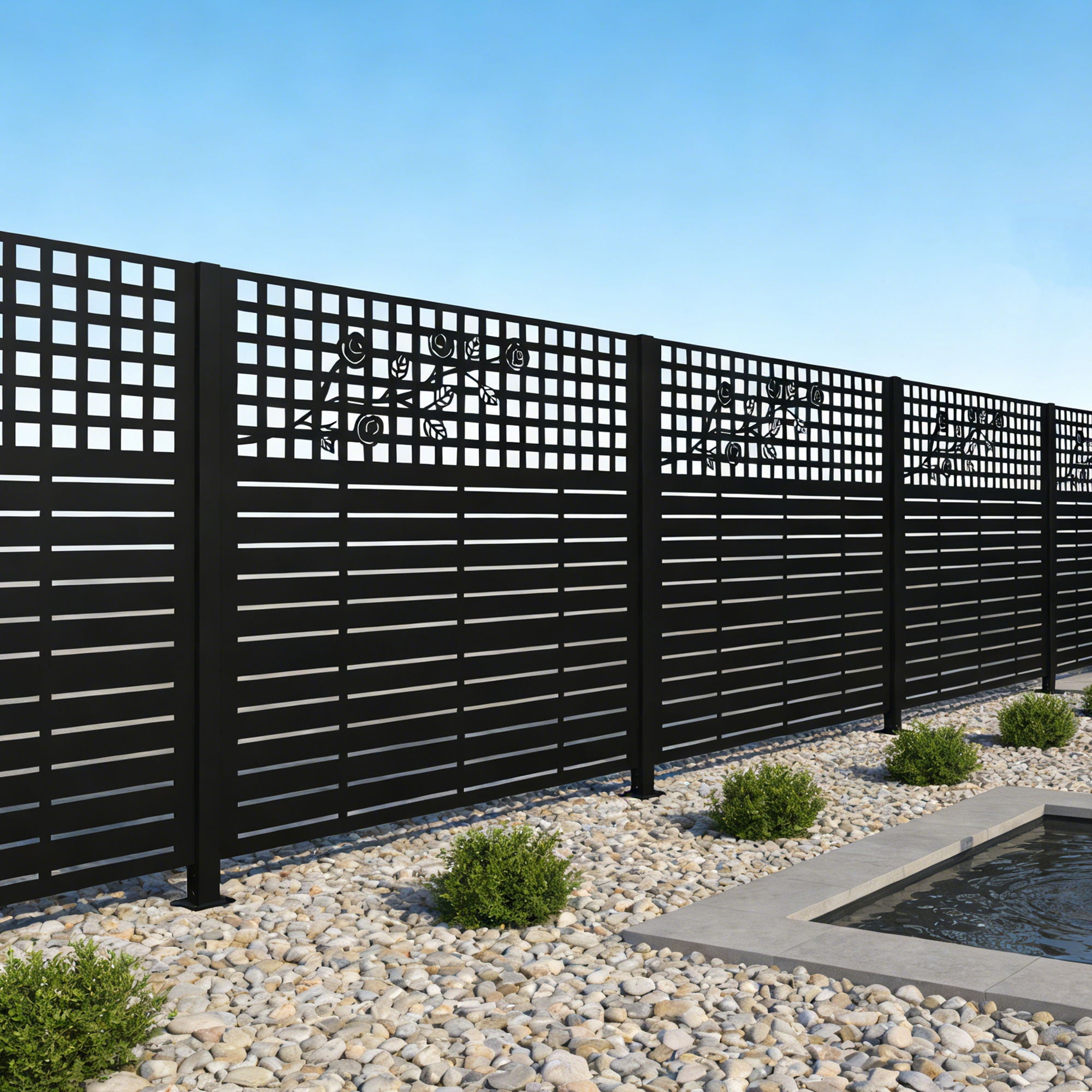 2 Panels Privacy Screen, Outdoor Privacy Panels, Trash Can Enclosure, Air Conditioner Fence - Black