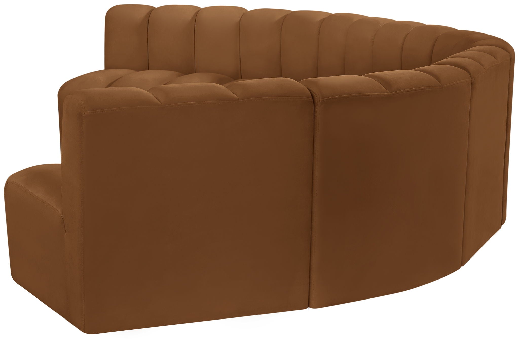 Arc - Velvet 7 Piece U-Shaped Modular Sofa - Saddle