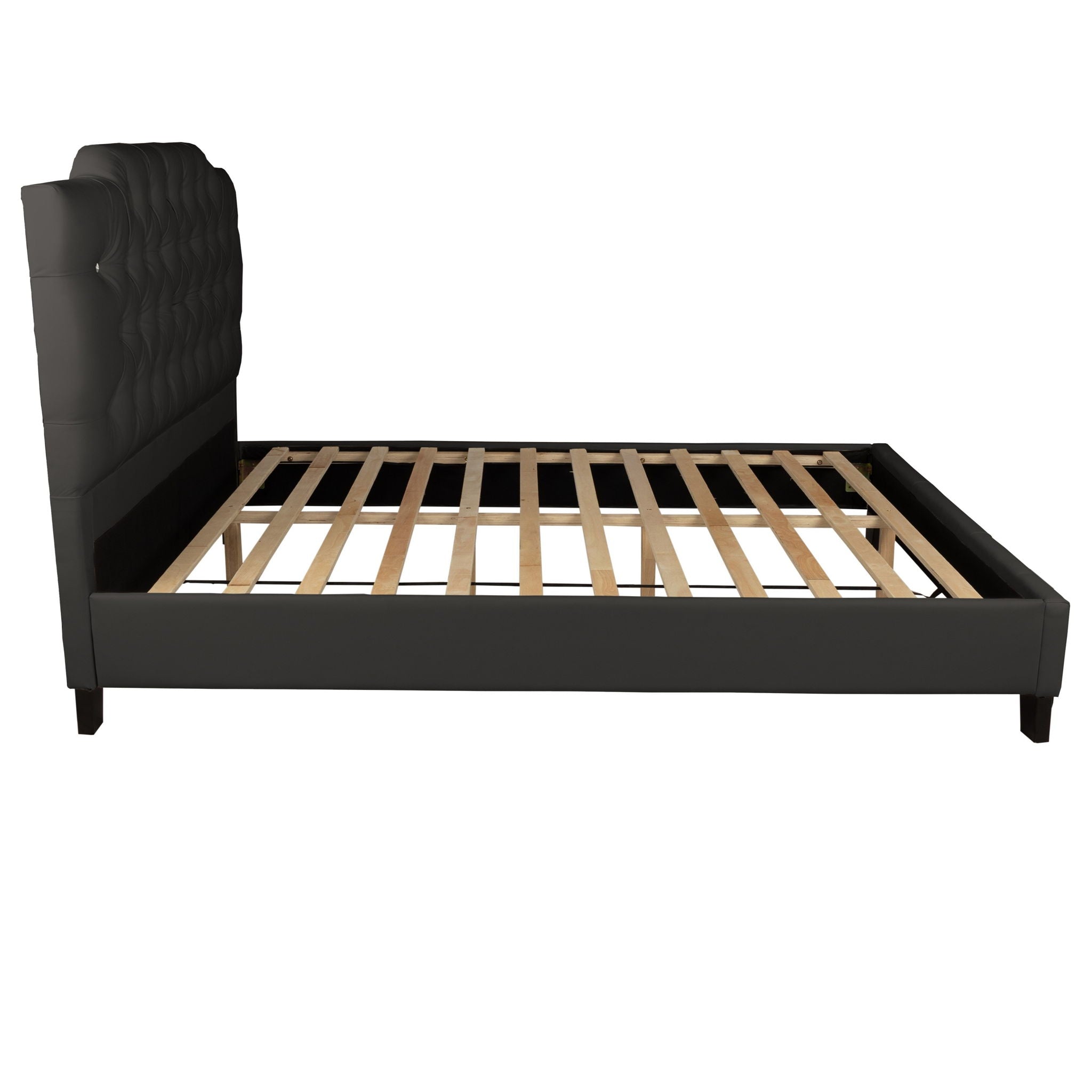 Modern Bed Frame With Tufted Upholstered Headboard