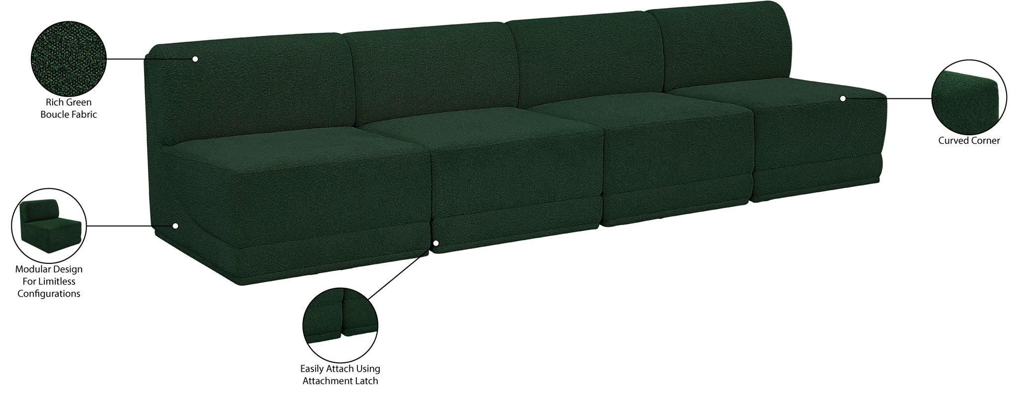 Ollie - 4 Seat Armless Modular Sofa