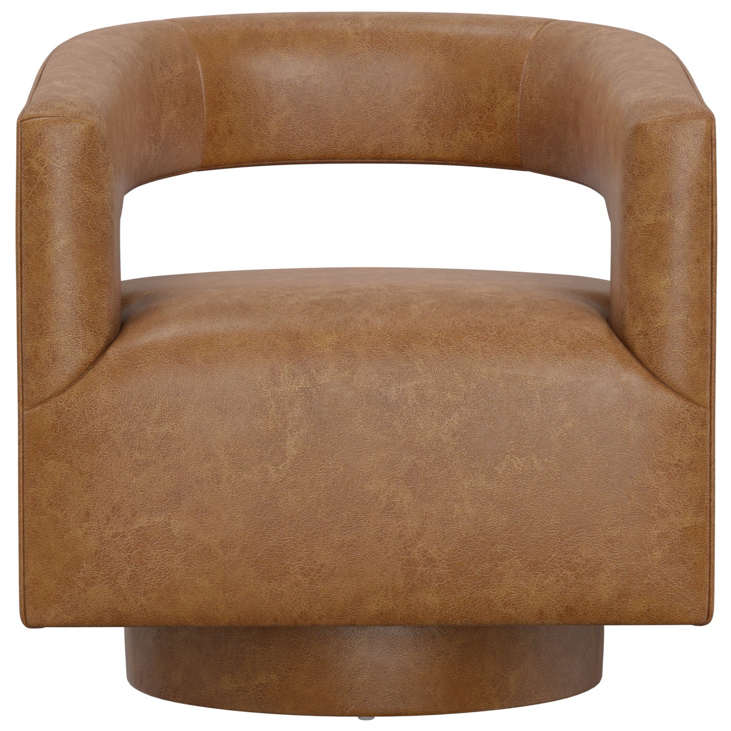 Swivel Accent Chair With Geometric Backrest - Brown
