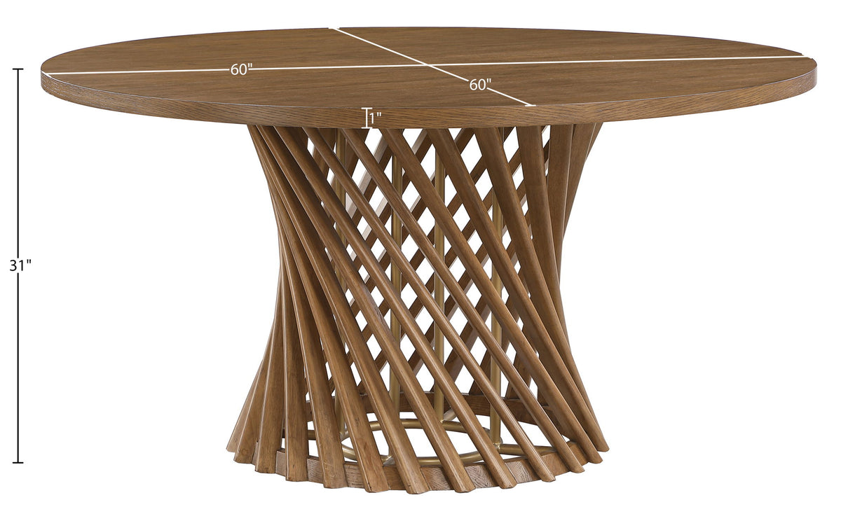 Hexon - 60" Oak Veneer And Solid Wood Dining Table - Brown